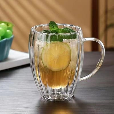 Stripe Mok Dubbelwandig Glas Glazen Hoog Borosilicaat Waterbeker Ontbijt Havermout Melk Koffie Waterbeker Drinkwaren Glazen Mok 50-500ml