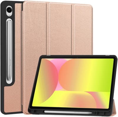 Hoes - Geschikt voor Samsung Galaxy Tab S10 Lite - Dun & Stevig - Trifold Bookcase - Hard Cover Case - Met Uitsparing Geschikt voor S Pen - Hardcover Book - Tablet Hoesje - Rosé goud