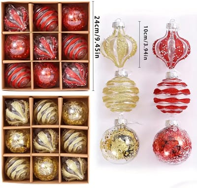 Bovista Kerstballen - Kerstversiering - Plastic - Kerstballenset - Rood - 9 stuks