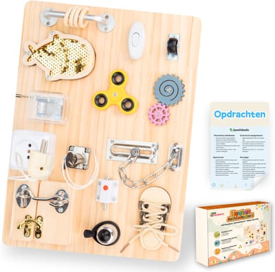Busy Board - FSC Hout - Met Opdrachten - Activiteitenbord - Activity Board - Montessori Activiteitenboek - Busy Book - Sensorisch Speelgoed