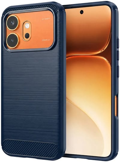 Hoesje geschikt voor HONOR 600/600 Pro - Techsuit Carbon Silicone Back Cover - Blauw