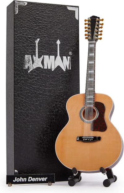 Miniatuur Gitaar - Gitaar replica - Muziek decoratie - Handgemaakt ornament - 28 cm - Natuurlijk