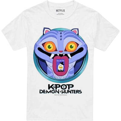 K-Pop Demon Hunters Unisex volwassen Save the Date Derpy Tijger Cartoon T-shirt (Wit)