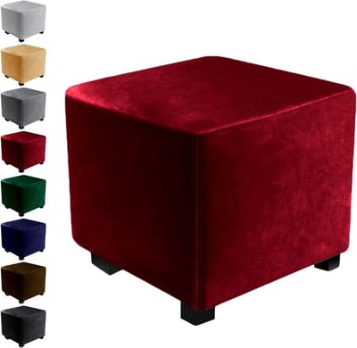 Voetenbankhoezen - Poefhoezen - Meubels beschermen - Elastische stof - 30x30x30 cm - Bruin