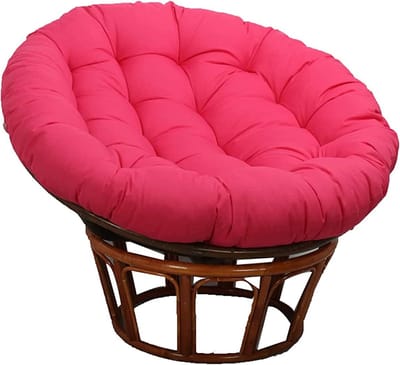 Papasan Stoelkussen - Rond Kussen - Buiten Zitten - Waterafstotend Stof - 120x120cm - Rose Rood