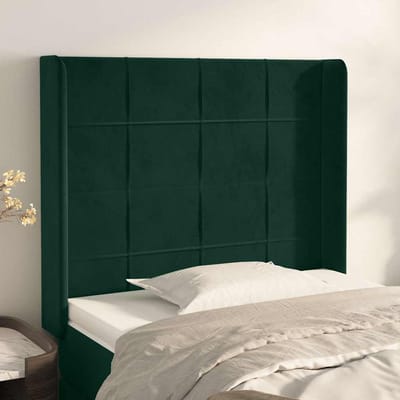 vidaXL - Hoofdbord - met - randen - 103x16x118/128 - cm - fluweel - donkergroen