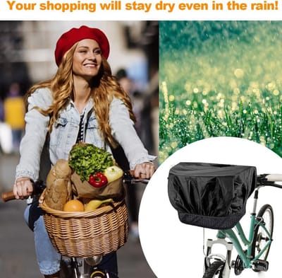 Thijox - Waterdichte Fietsmand Cover Set - 2 Pack Regenhoes Met Fietszadel Cover Zwart Voor Fietsmanden - Bescherm Uw Boodschappen Tegen Regen en Stof