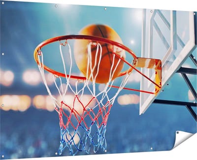 Gards Tuinposter Basketbal in Ring - Hoepel - Bord - 180x120 cm - Tuindoek - Tuindecoratie - Wanddecoratie buiten - Tuinschilderij