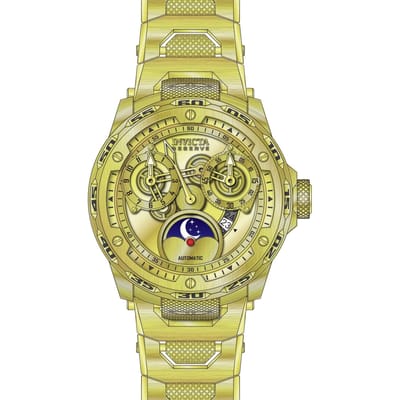 Invicta Reserve 50034 Herenhorloge - Automatisch Uurwerk - Roestvrij Staal met Gouden Wijzerplaat - 50 mm