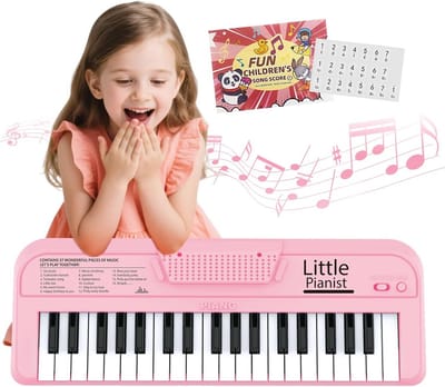 Kinder Piano - Speelgoed Keyboard - Muziek Leren - 37 Toetsen - 28 x 11 x 4 cm - Roze