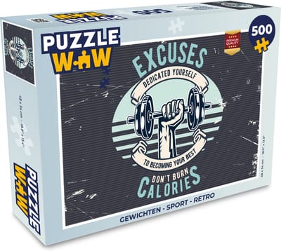 Puzzel Gewichten - Sport - Retro - Legpuzzel - Puzzel 500 stukjes