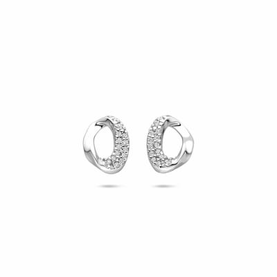 Zilveren gerhodineerde oorknoppen zirkonia 9 mm - 1341027