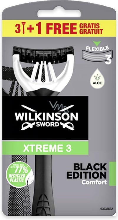 Wilkinson Sword - Xtreme3 Black Edition 3+1 - Wegwerpscheermesjes
