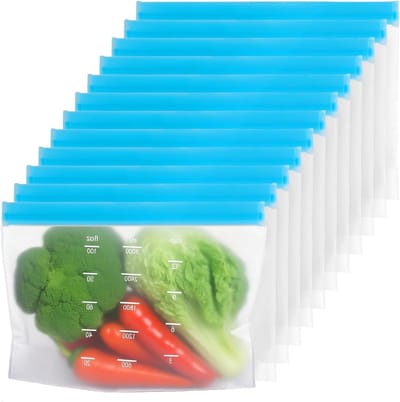 12 Stuks Herbruikbare 3L Vrieszakken - PEVA Zak voor Vlees, Groenten en Snacks - Ideaal voor Voedselopslag en Versheid