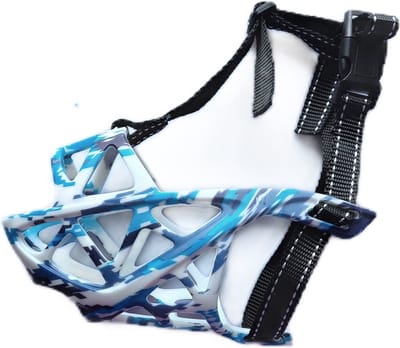 Muilkorf honden - Maat S - Silicone medium hard - Blauw wit - Hondenmuilkorf - muilkorf - Honden training - Muilkorven - Degelijke muilkorf - Sterke rassen