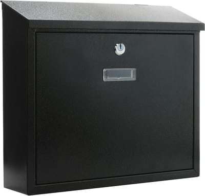 Metalen brievenbus voor brieven en post - Zwart 350x90x320mm