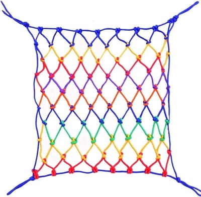 Klimnet voor kinderen - Veiligheidstouw - Buiten spelen - Stevig geweven nylon - 2 x 3 meter - Veelkleurig