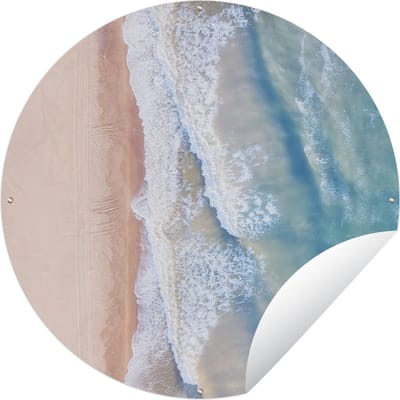 Tuincirkel Strand - Water - Zee - 60x60 cm - Ronde Tuinposter - Buiten