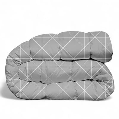 Premium Dekbed bedrukt - Zonder hoes ( 2 in 1 ) - Tweezijdig - 1 persoon -140 x 200 cm - Ruiten Light / Ruiten Blue