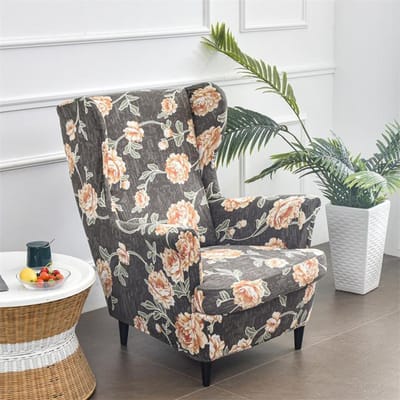 Bloemen Gedrukt Vleugelstoelhoes Stretch Spandex Fauteuilhoezen Modern Afneembaar Relax Bankhoes Meubelbeschermhoes