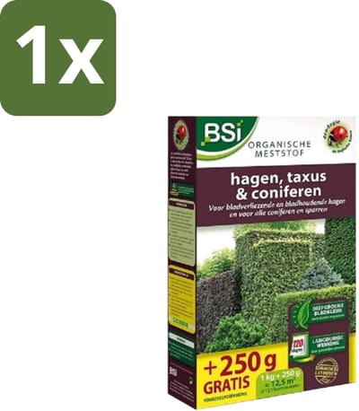 BSI – Hagen, Taxus & Coniferen Meststof – Sterke Groei & Diepgroene Naalden – 1,25 kg (12,5 m²) - 1 stuk