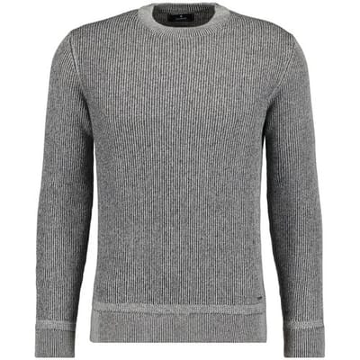 Ragman Trui Round Neck Cotton Cashmere Bicolor Stripe Knit Licht Grijs / male