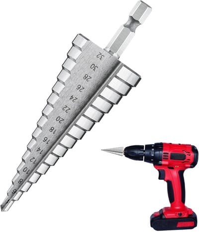 Dailygoods - Step Drill Bit Set - Titanium Coated - Hoogwaardige Trapboren - 4 mm tot 32 mm - Voor Metaal, Hout en Plastic - Set met Trap Snijders