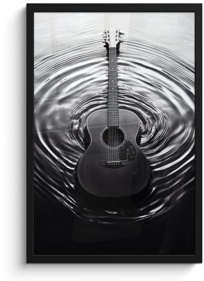 Poster in lijst - Fotolijst 40x60 cm - Posters - Gitaar - Hout - Water - Posterlijst zwart - Decoratie - Wanddecoratie woonkamer - Muurdecoratie slaapkamer