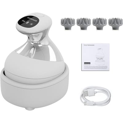 Hoofdmassager voor Diepe Massage en Reiniging Elektrische Hoofdhuidmassager voor het Bevorderen van Haargroei Handbedienbaar Waterdicht Massagegereedschap white