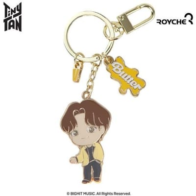 BTS (BangTan-jongens) TinyTAN Butter Swing Metalen Sleutelhanger, Officieel, Origineel, Authentiek, K-POP, idool beige