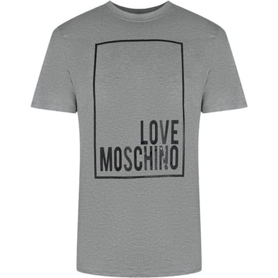 Love Moschino Heren Box Logo T-shirt (Grijs)