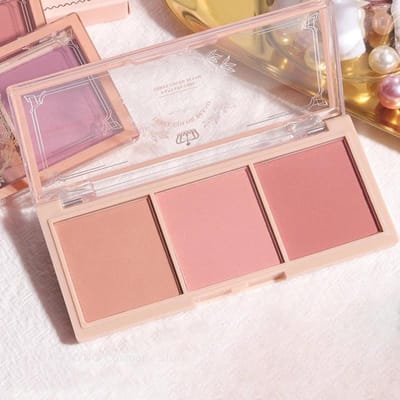 3 Kleuren Matte Blush Palette Draagbare Oogschaduw Make-up Contour Schaduw Multifunctionele Gezichtsrouge white