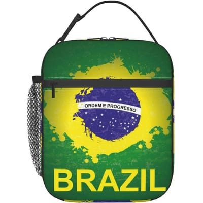 Braziliaanse Vlag Brazilië Geïsoleerde Lunchtas voor Kinderen School Koeltas Thermische Voedseldoos Draagtas Lekvrije Lunchboxen Container One Size