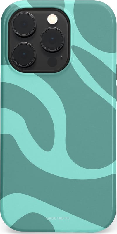 Casetastic Hoesje Geschikt voor Apple iPhone 14 Pro Magsafe - Stijlvolle Beschermende Duo-layer Case - Aqua Golven