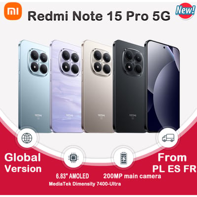Xiaomi Redmi Note 15 Pro 5G Smartphone, NFC MTK Dimensity 7400-Ultra 6,83 inch 120Hz scherm 200MP camera 45W oplader Batterij 6580mAh