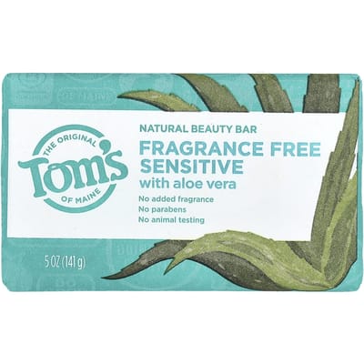 Tom'S Of Maine, Natural Beauty Bar Soap, With Aloe Vera, Fragrance Free, Sensitive, 141G(5Oz) blue