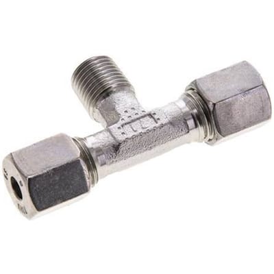6S & R1/4'' RVS T-stuk Snijringkoppeling Buitendraad 630bar ISO 8434-1