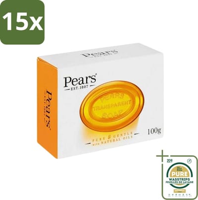 15 x Pears - Zeep - Transparant - Zacht - Gentle Care - 125 Gr - Grootverpakking - Zeep - Zeep Transparant - Zeep Voor Gezicht - Zeep Voor Lichaam - Verzorgende Zeep