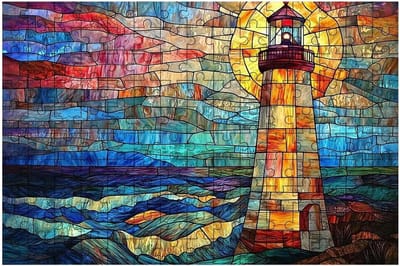 Houten Puzzel - 3000 Stukjes - Ontspanning Thuis - Gesorteerd Met Letters - 122 x 81 cm - Abstract Vuurtoren