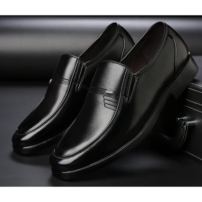 Heren Leren Schoenen Formeel Zakelijk Ouderen Schoenen Zwart Ronde Neus Casual Eenvoudig Werk Comfortabel Grote Maat Herenschoenen 40 black