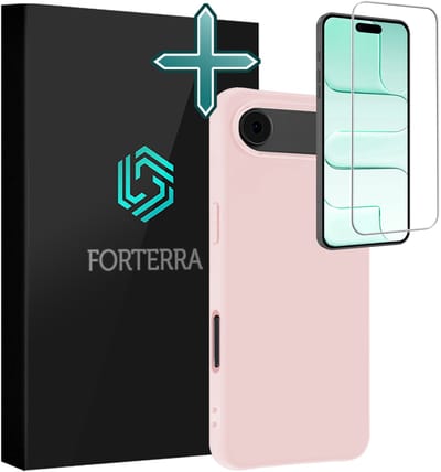 Hoesje Met Screenprotector - Geschikt voor Apple iPhone Air - Sterk & Shockproof - Telefoon Hoes - Back Cover - Siliconen Case - Lichtroze
