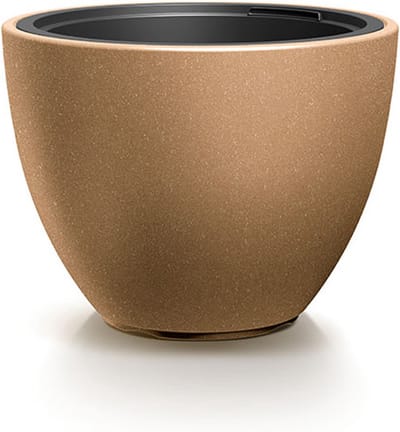Prosperplast Plantenpot/bloempot Sevilla - buiten/binnen - kunststof - hout/beige - D39 x H30 cm - met binnenpot