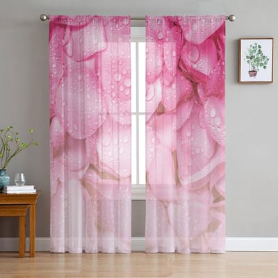 Transparante Gordijnen Voor Woonkamer Rozenblaadjes Whirlpool Roze Kinder Slaapkamer Balkon Grote Gordijnen Keuken Eetkamer Gordijnen 135W x 114H(cm)