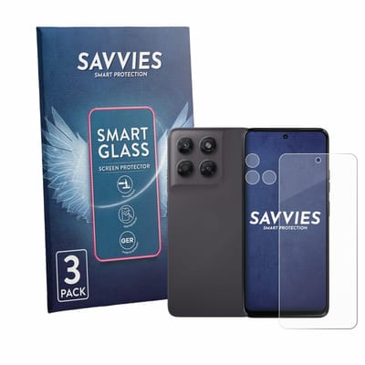 3 Stuks Savvies Screenprotector - geschikt voor Motorola Moto G47 (Voor+Camera) - beschermfolie glas transparant