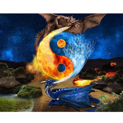 Diamant borduurwerk Taiji draak 5D DIY diamant schilderij volledige mozaïek foto's Home Decor 20X30CM blue