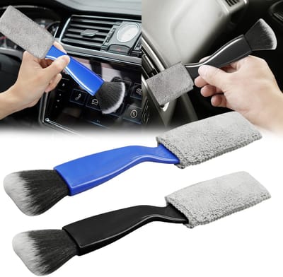 ONF3 - Auto schoonmaakborstel - 2Pack dubbele kop - Zachte microvezel - Interieur afstoffen - Dashboard ventilatieopeningen - Geschikt voor auto...
