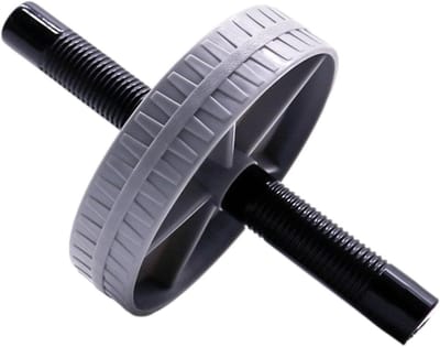 Buikwiel met Handgrepen - Oefenroller Fitnesswiel - Core Training - Ergonomisch Ontworpen - ca. 23.5 x 15 cm - Grijs