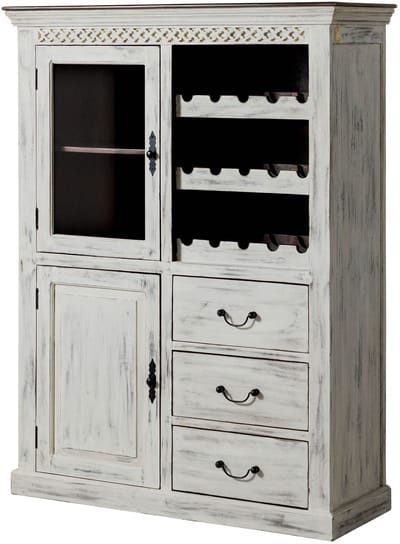 MASSIVMOEBEL24.DE mango / acacia wijnkast wit massief hout 120x45x160 cm gewaxed gemonteerd CASTLE-ANTIK #116