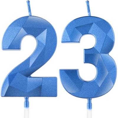 Diepblauwe 3D Verjaardagskaars Nummer 23 voor Taarten en Feestelijke Gelegenheden