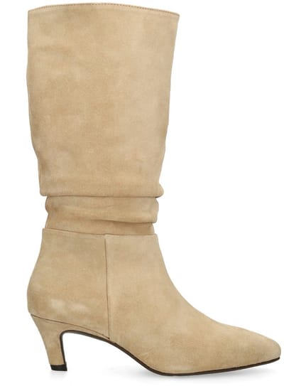 Manfield - Dames - Beige suède laarzen - Maat 36